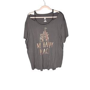 Walt Disney World Rose Gold Gray My Happy Place Castle  3x Cut out Short Sleeve